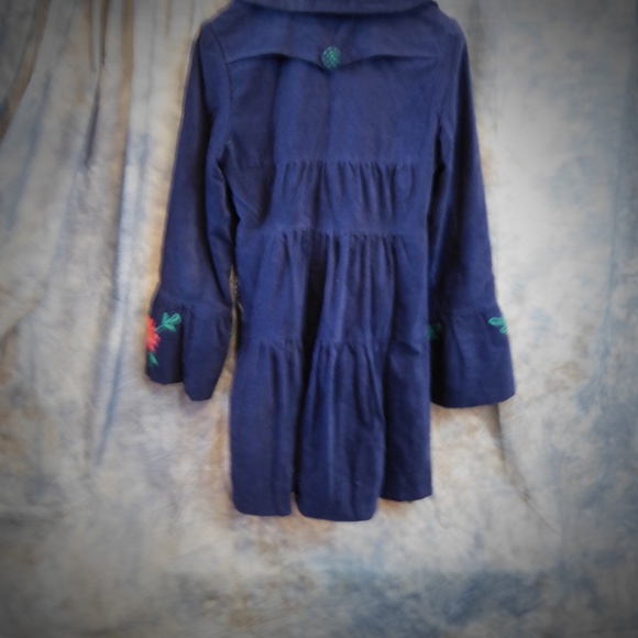 Judith March Navy Embroidered Coat Size L - Picture 3 of 6